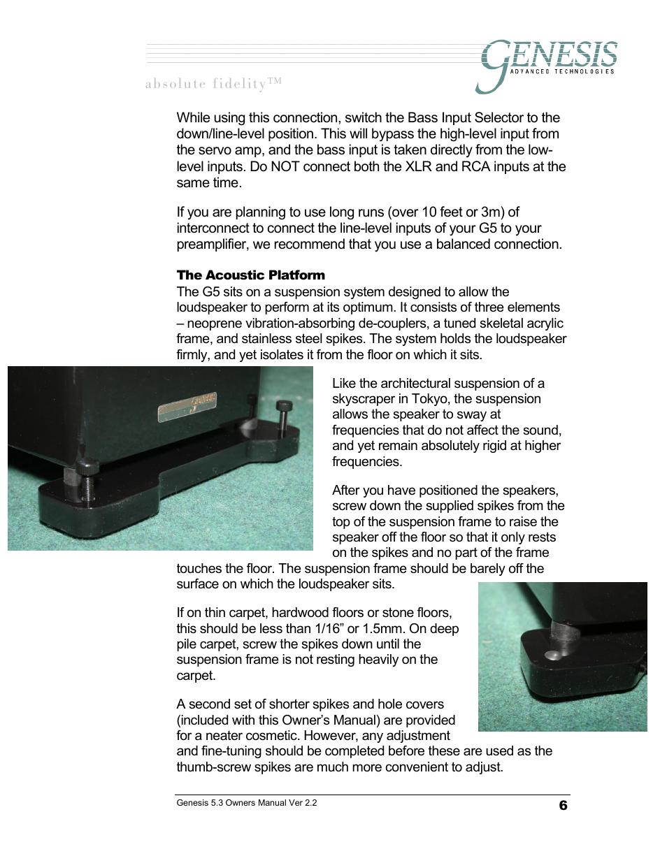 The acoustic platform, Coustic, Latform | Genesis Advanced Technologies GENESIS 5.3 User Manual | Page 7 / 24