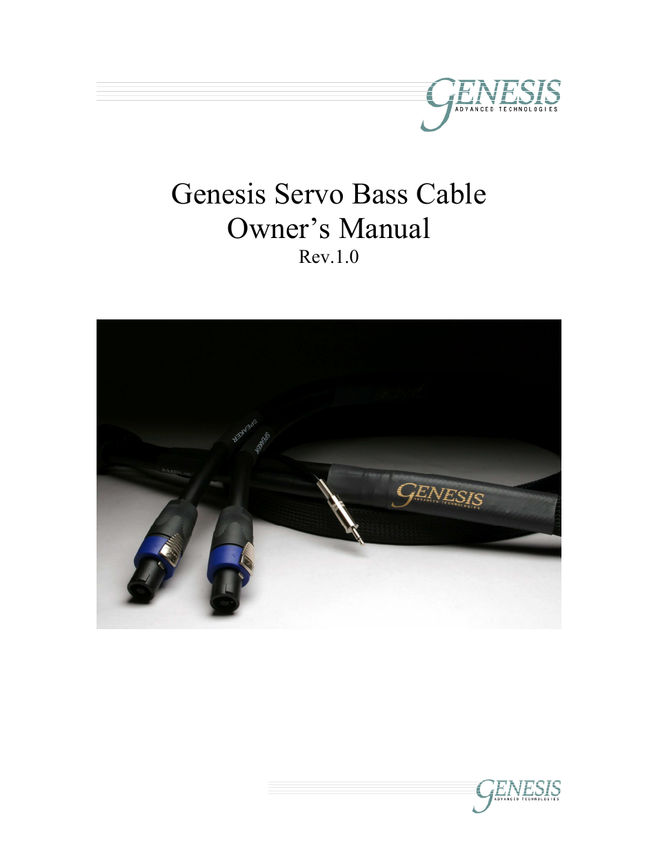 Genesis Advanced Technologies Cables Servo/Bass User Manual | 5 pages