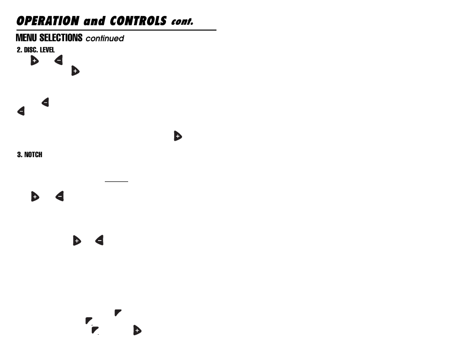 Operation and controls, Cont, Menu selections | Gamma Sports 6000 User Manual | Page 12 / 24