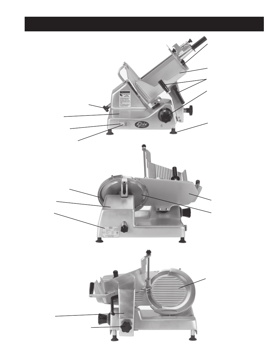 Key components of the slicer | Globe GL12 User Manual | Page 4 / 18