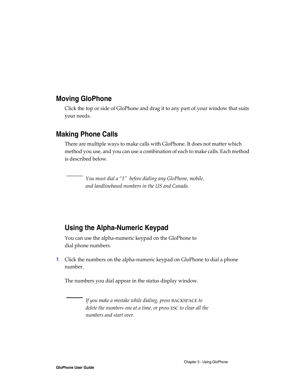 Moving glophone, Making phone calls, Using the alpha-numeric keypad | Globe GloPhone tglo User Manual | Page 9 / 21