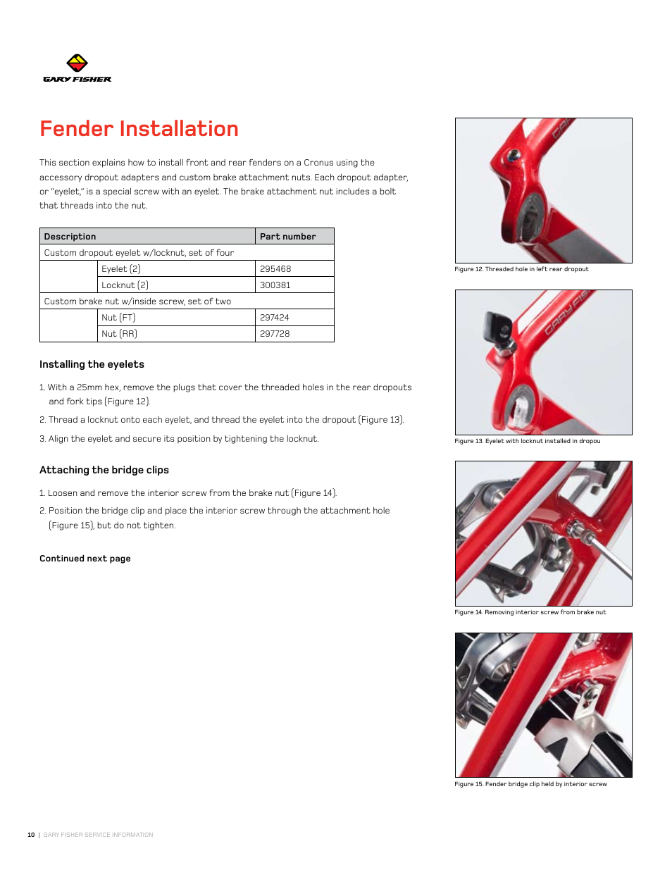 Fender installation | Gary Fisher Cronos User Manual | Page 10 / 27