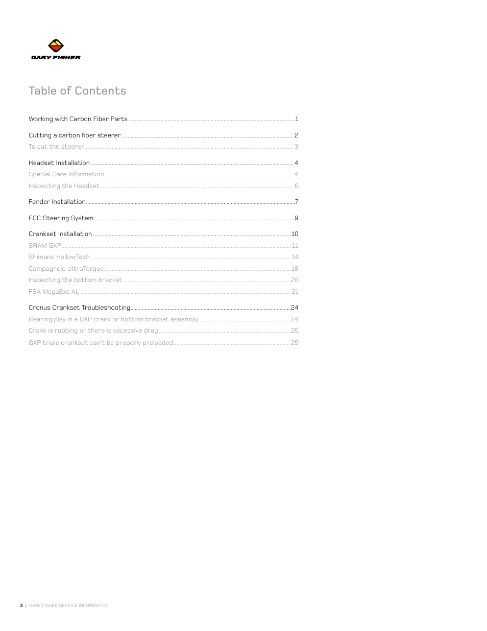Gary Fisher Cronos User Manual | Page 3 / 27