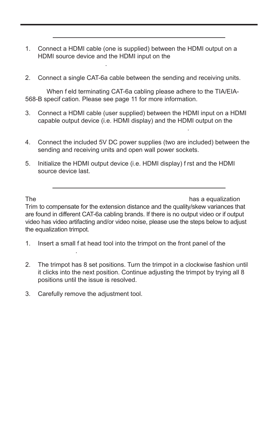 Connecting and operating the extender | Gefen EXT-HDMI1.3-1CAT6 User Manual | Page 11 / 16