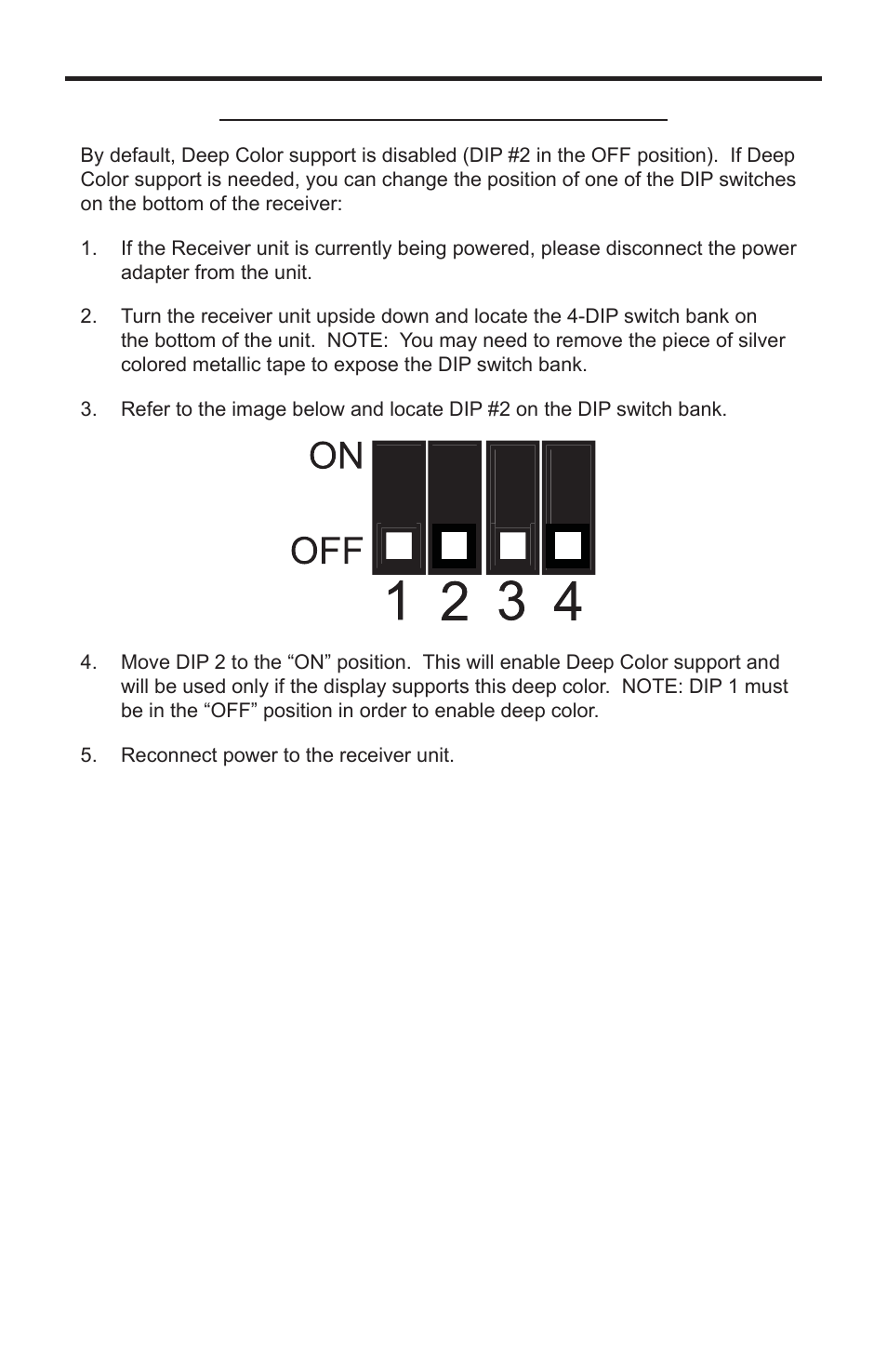 Dip switch configuration | Gefen EXT-HDMI1.3-1CAT6 User Manual | Page 12 / 16