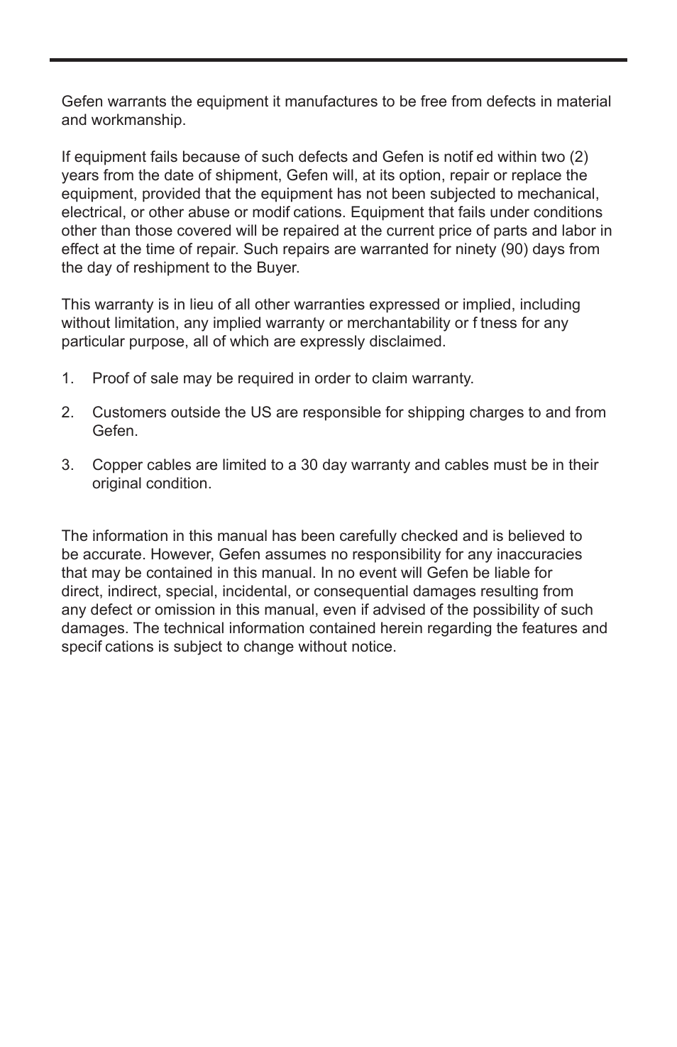 Warranty | Gefen EXT-HDMI1.3-1CAT6 User Manual | Page 16 / 16