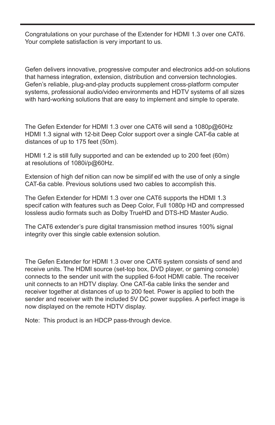 Introduction | Gefen EXT-HDMI1.3-1CAT6 User Manual | Page 4 / 16