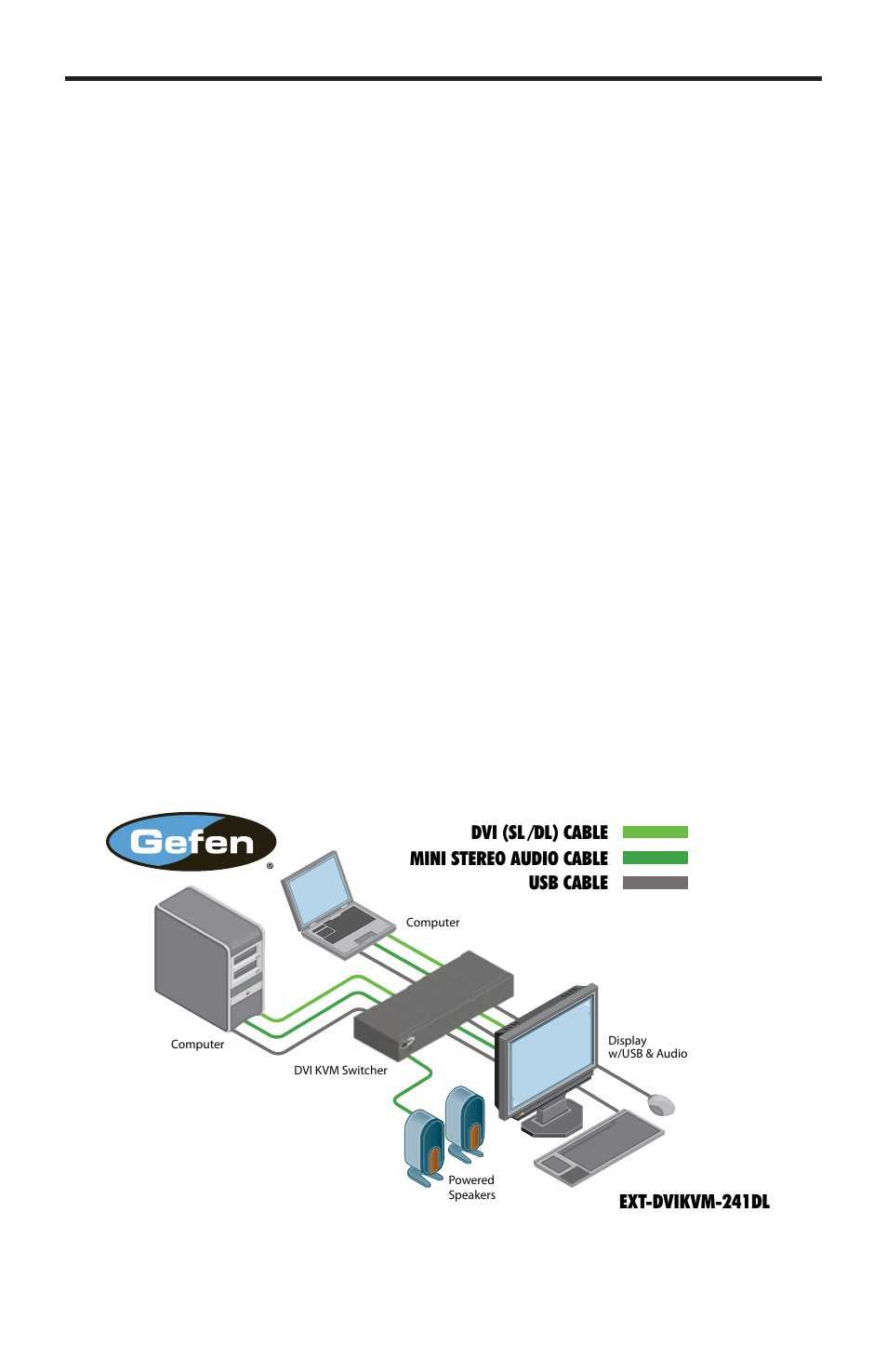 Connecting the 2x1 dvikvm dl switch | Gefen DL User Manual | Page 12 / 20