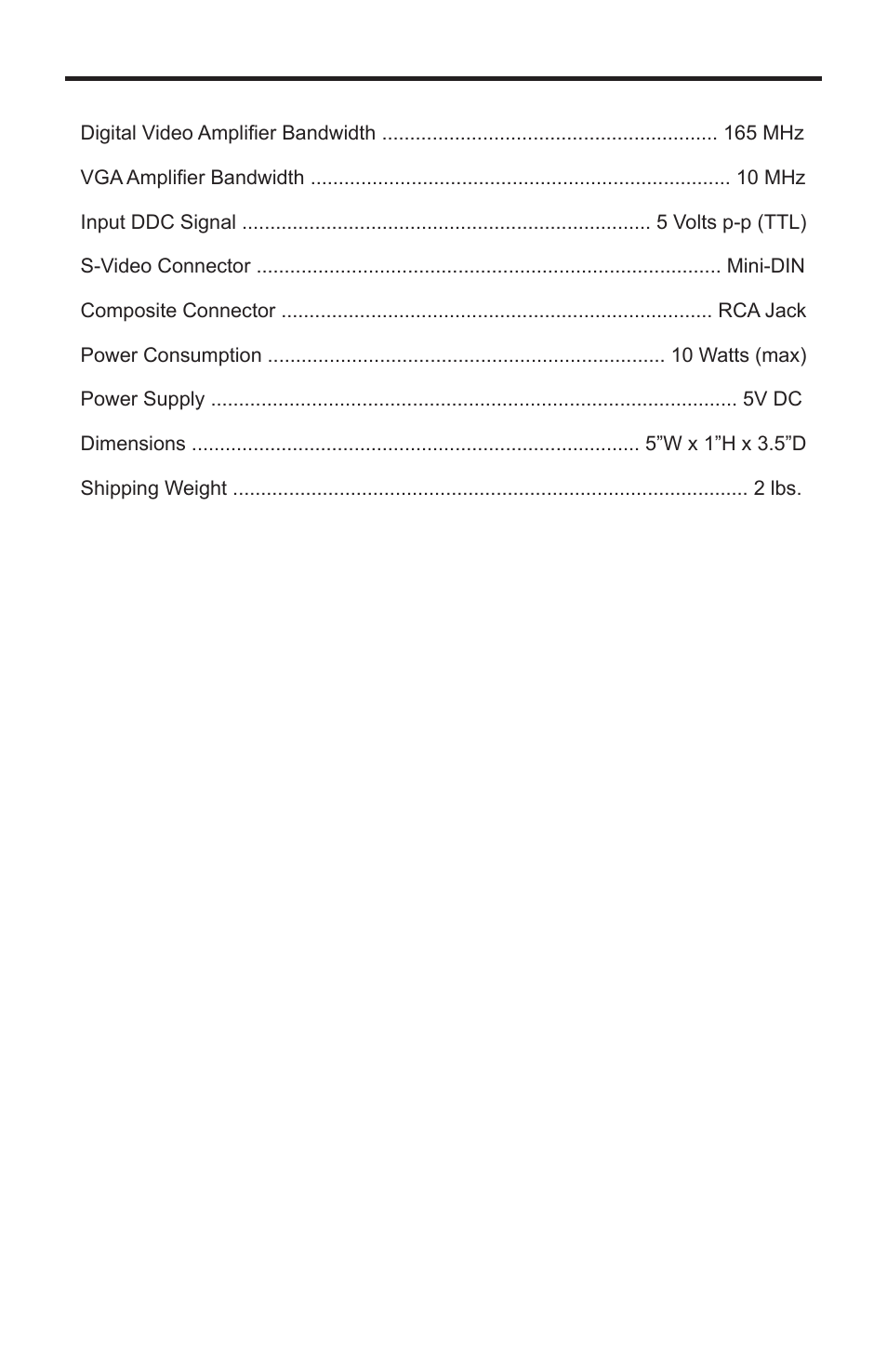 Specifications | Gefen GTV-COMPSVID-2-HDMIS User Manual | Page 15 / 17