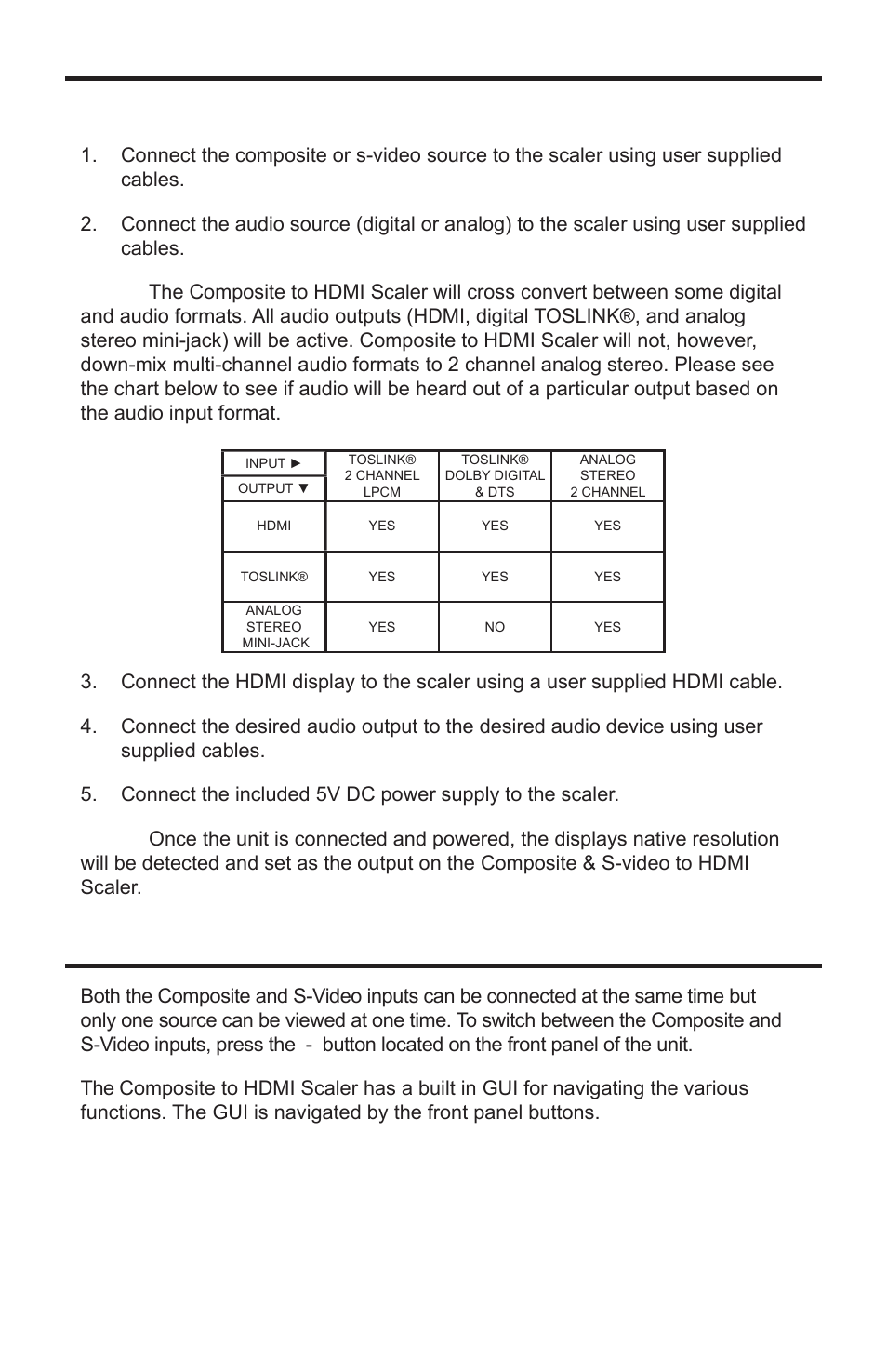 Operating the composite to hdmi scaler | Gefen GTV-COMPSVID-2-HDMIS User Manual | Page 9 / 17