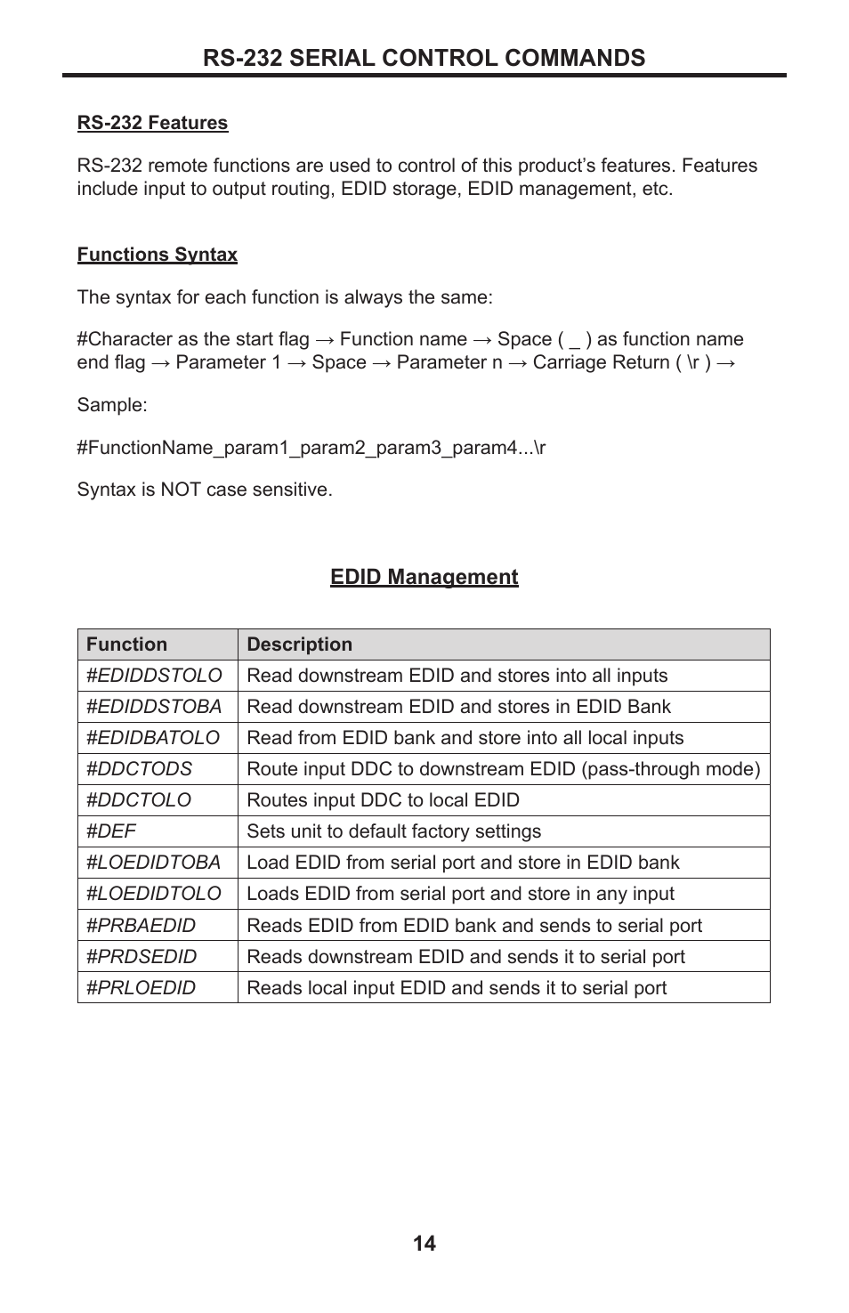 Rs-232 serial control commands | Gefen EXT-DVIKVM-841DL User Manual | Page 18 / 32