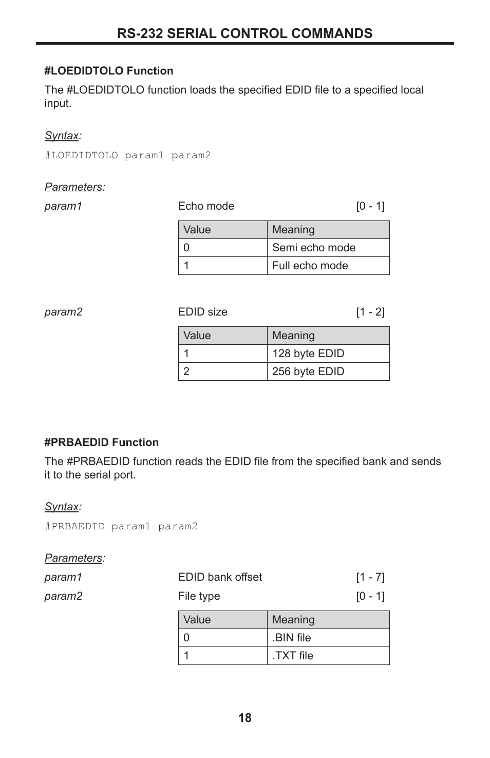 Rs-232 serial control commands | Gefen EXT-DVIKVM-841DL User Manual | Page 22 / 32