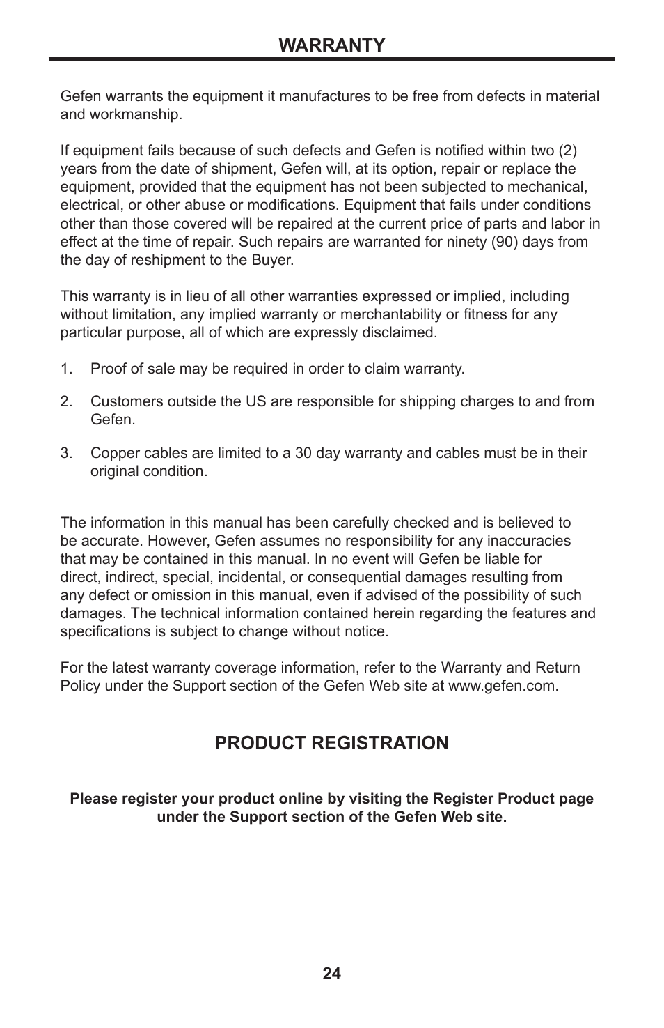 Product registration, Warranty | Gefen EXT-DVIKVM-841DL User Manual | Page 28 / 32