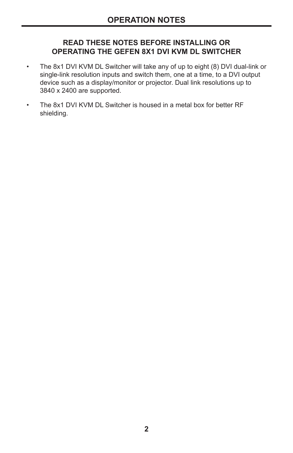 2 operation notes | Gefen EXT-DVIKVM-841DL User Manual | Page 6 / 32