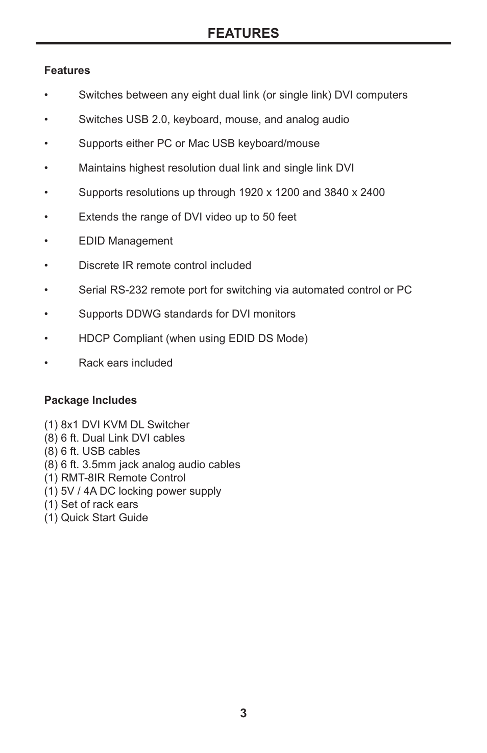 3 features, Features | Gefen EXT-DVIKVM-841DL User Manual | Page 7 / 32