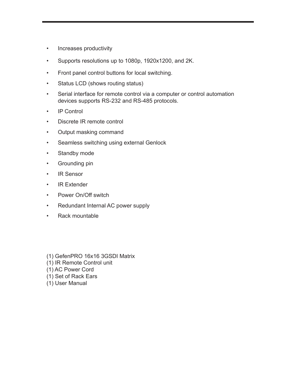 Features | Gefen GEF-3GSDI-16416 User Manual | Page 6 / 39
