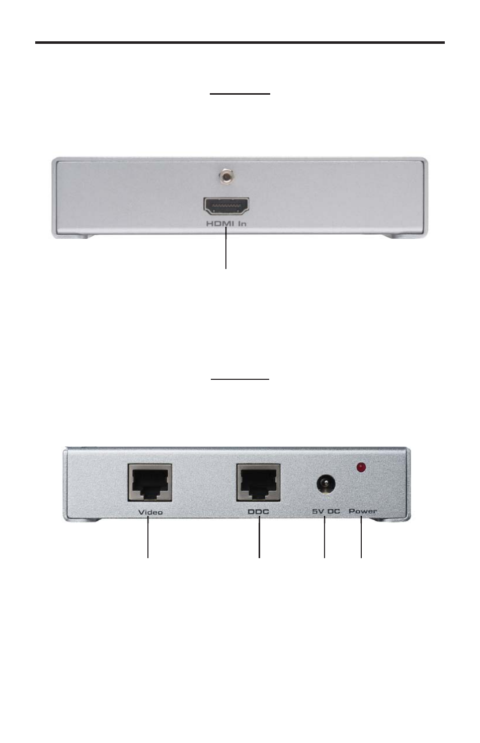 Sender unit panel layout | Gefen Extender for HDMI Long Range GTV-HDMI-CAT5LR User Manual | Page 7 / 15