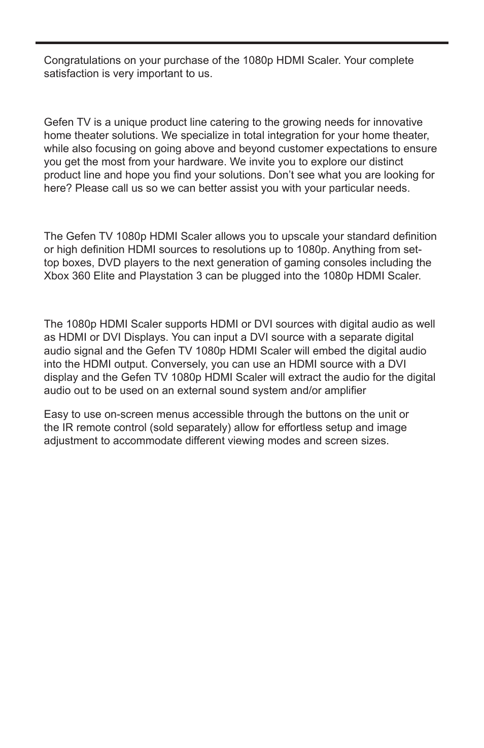 Introduction | Gefen GTV-HDMI-1080PS User Manual | Page 4 / 14
