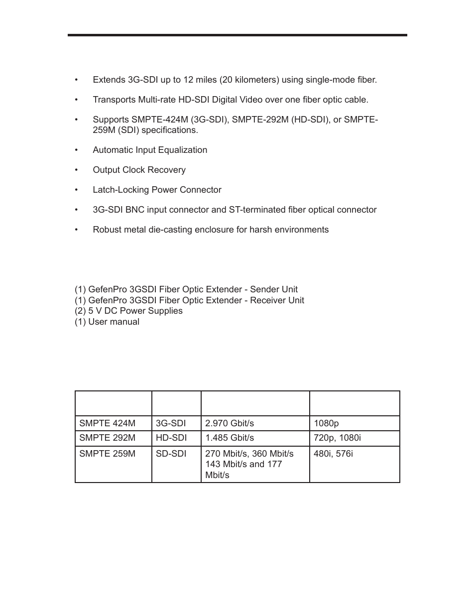 Features | Gefen GEF-3GSDI-FO-141 User Manual | Page 6 / 13