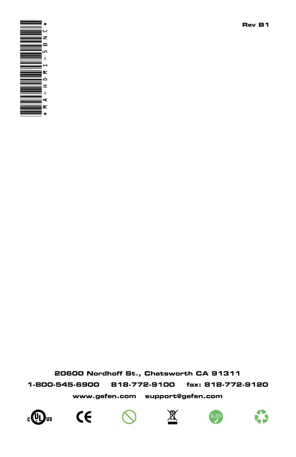 Gefen EXT-HDMI-5BNC User Manual | Page 15 / 15
