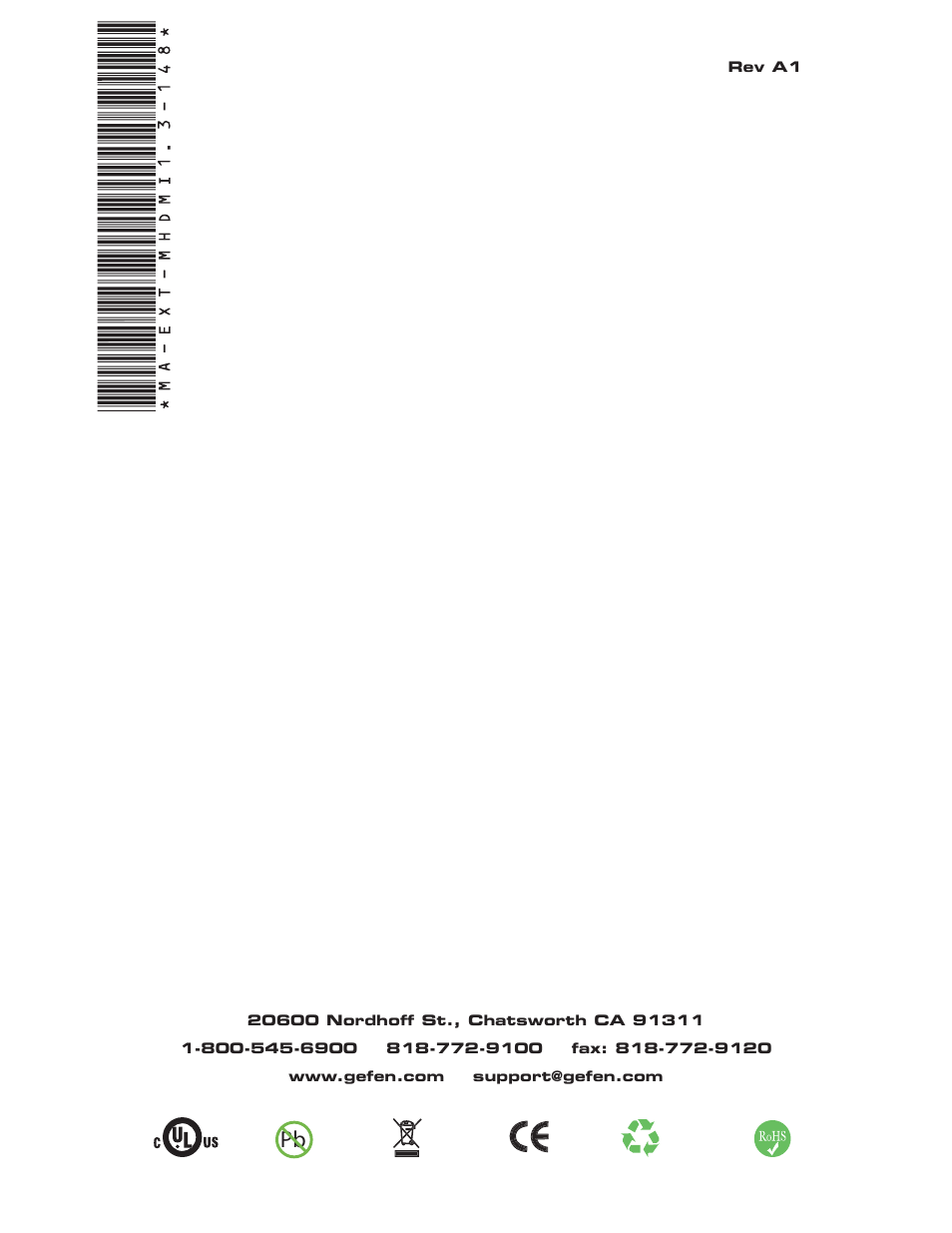 Gefen EXT-MHDMI1.3-148 User Manual | Page 18 / 18