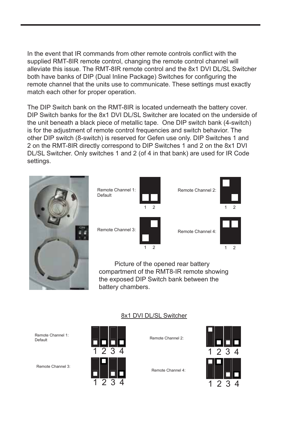 Rmt-8ir remote and 8x1 switcher configuration | Gefen EXT-DVI-841DL User Manual | Page 12 / 29