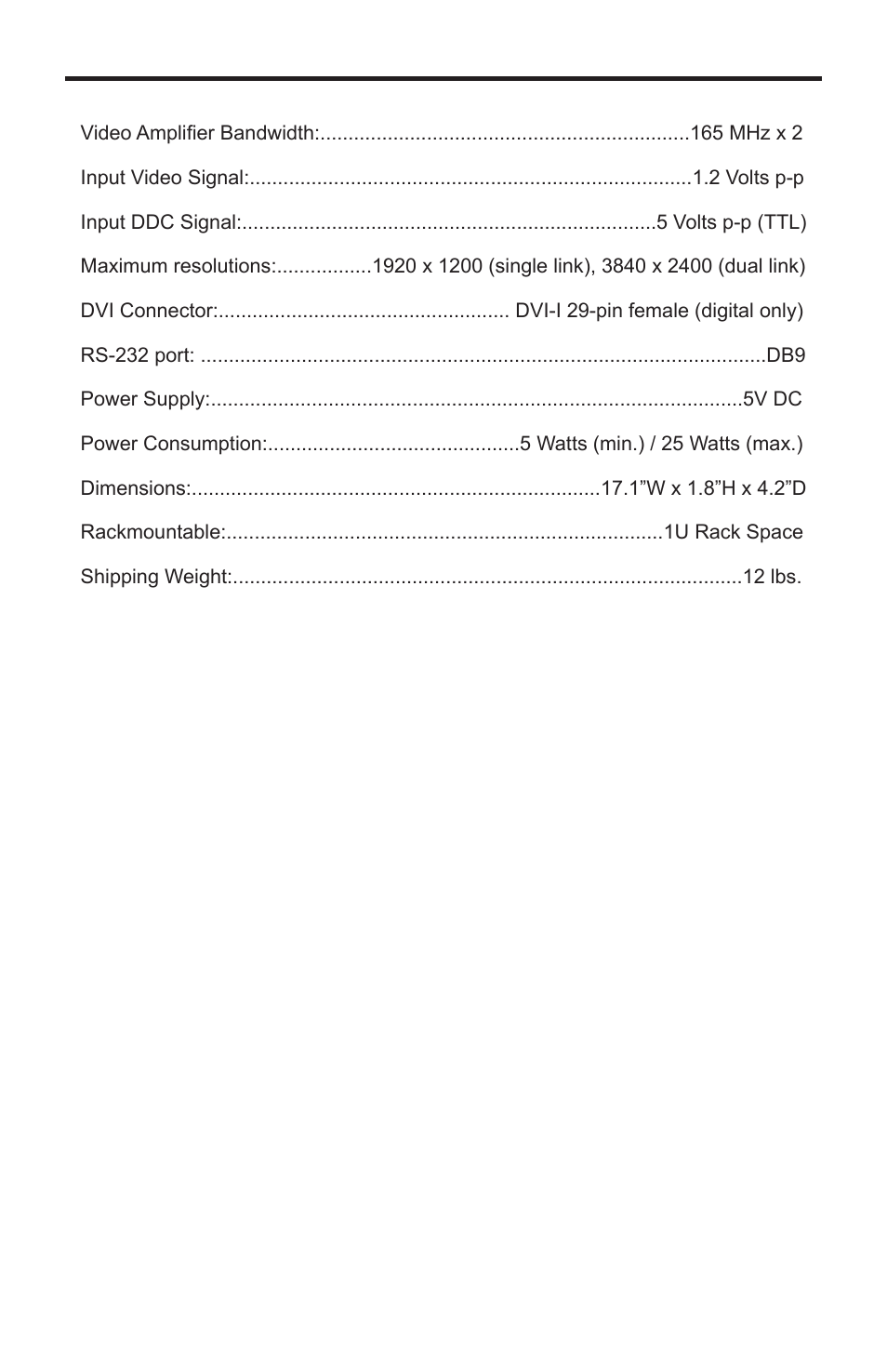 Specifications | Gefen EXT-DVI-841DL User Manual | Page 26 / 29