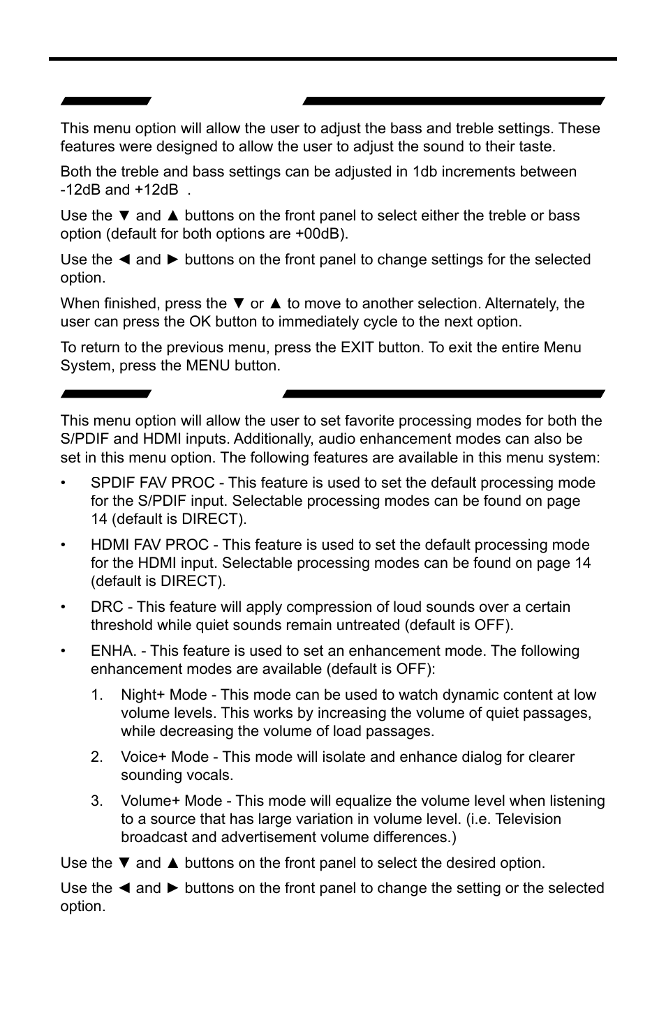 Tone control, Audio setup, Operating the home theater audio processor | Gefen GTV-HT-AUDPROC User Manual | Page 22 / 36