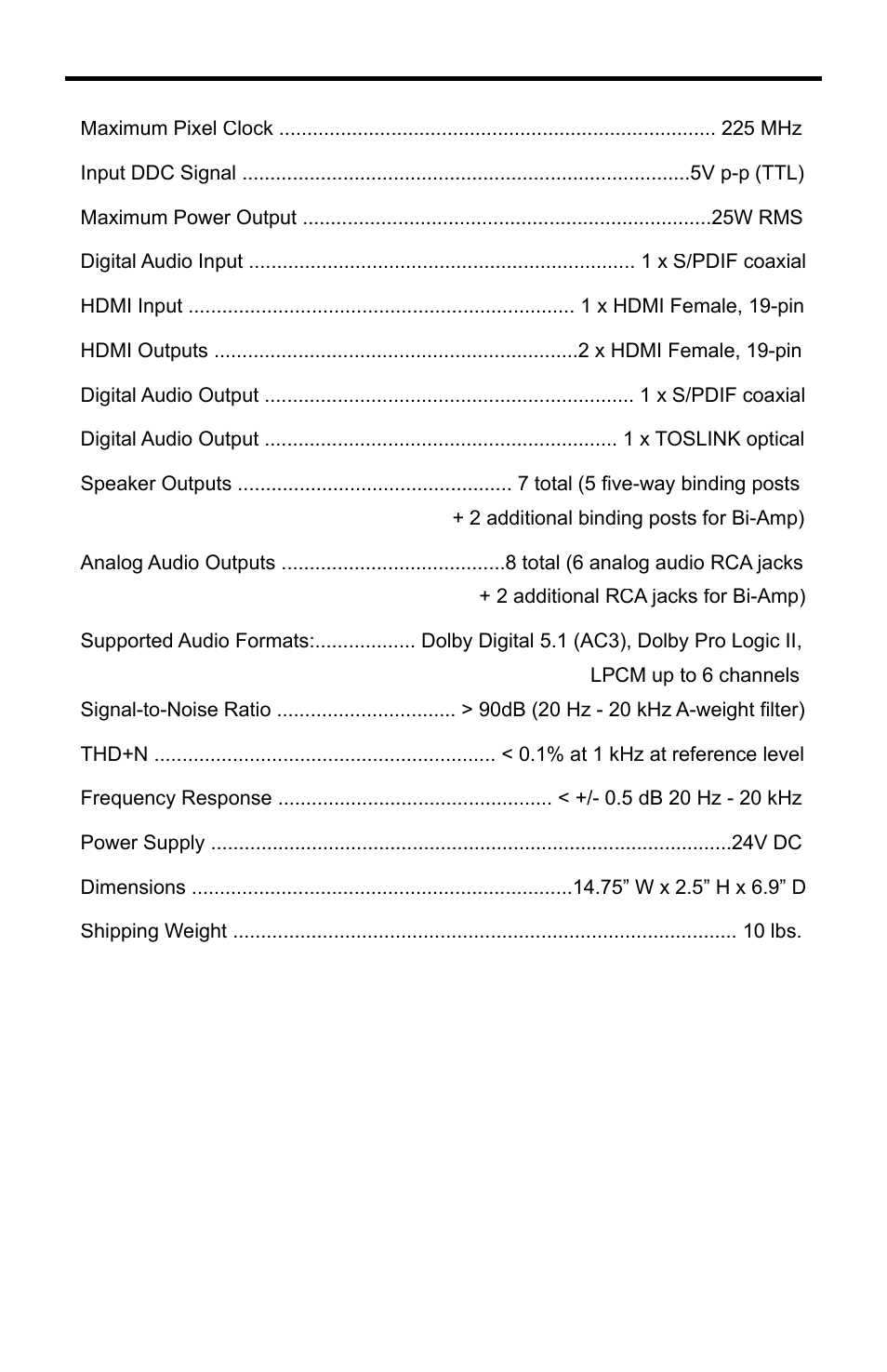 Specifications | Gefen GTV-HT-AUDPROC User Manual | Page 32 / 36