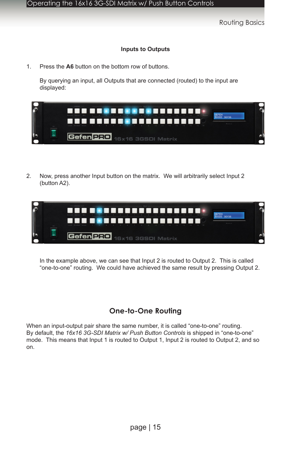 One-to-one routing, Page | 15 | Gefen 1080P User Manual | Page 25 / 64