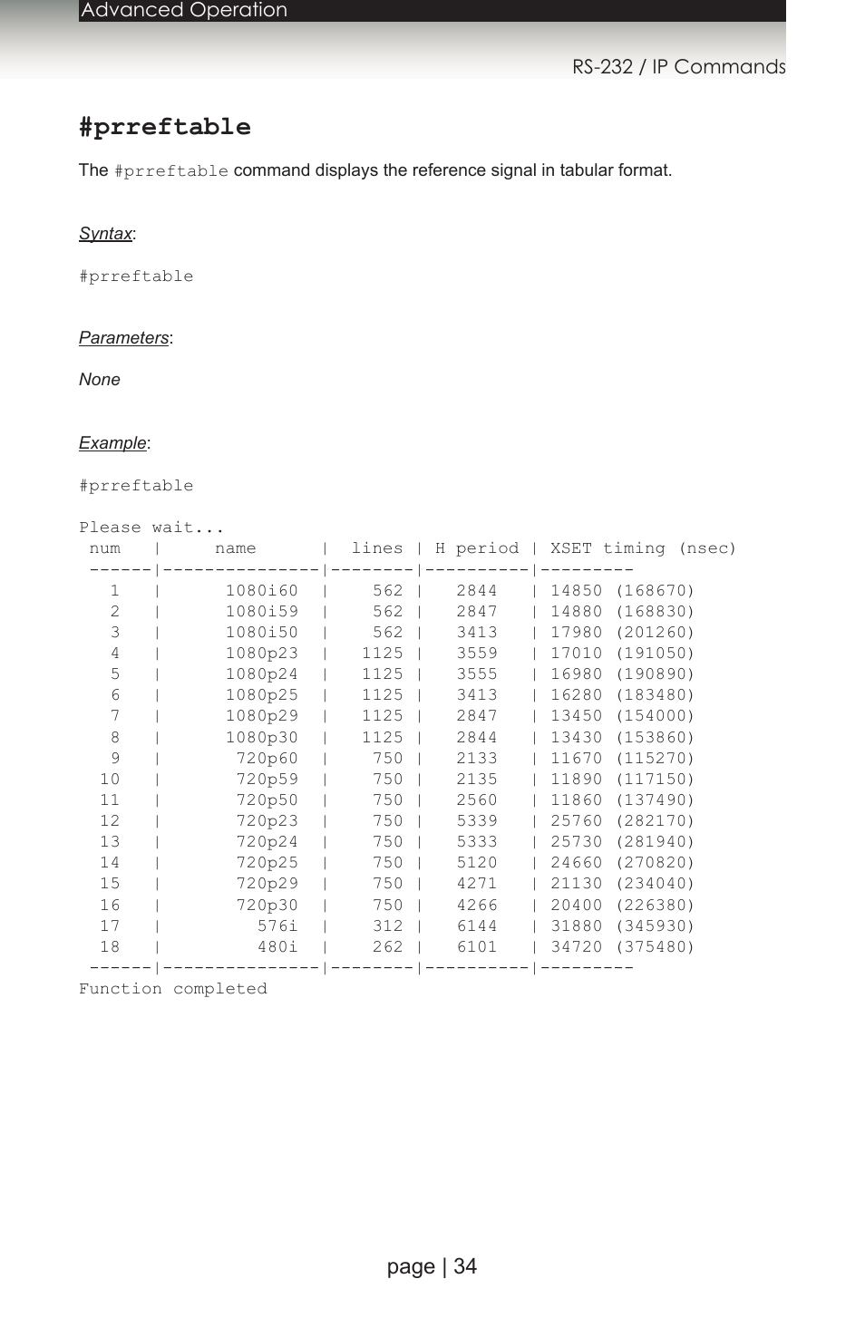 Prreftable, Page | 34 | Gefen 1080P User Manual | Page 44 / 64