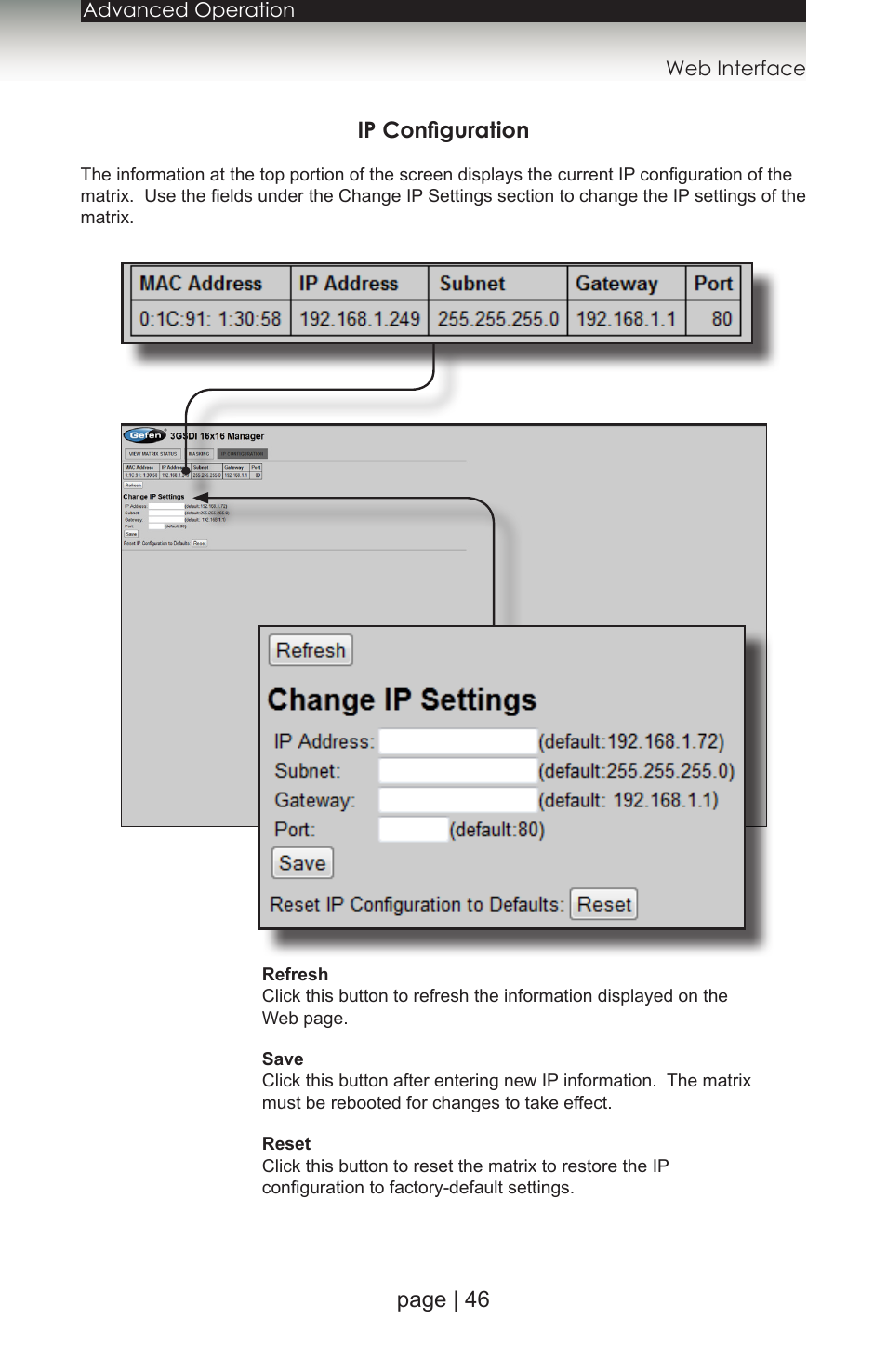 Ip configuration, Page | 46 ip configuration | Gefen 1080P User Manual | Page 56 / 64