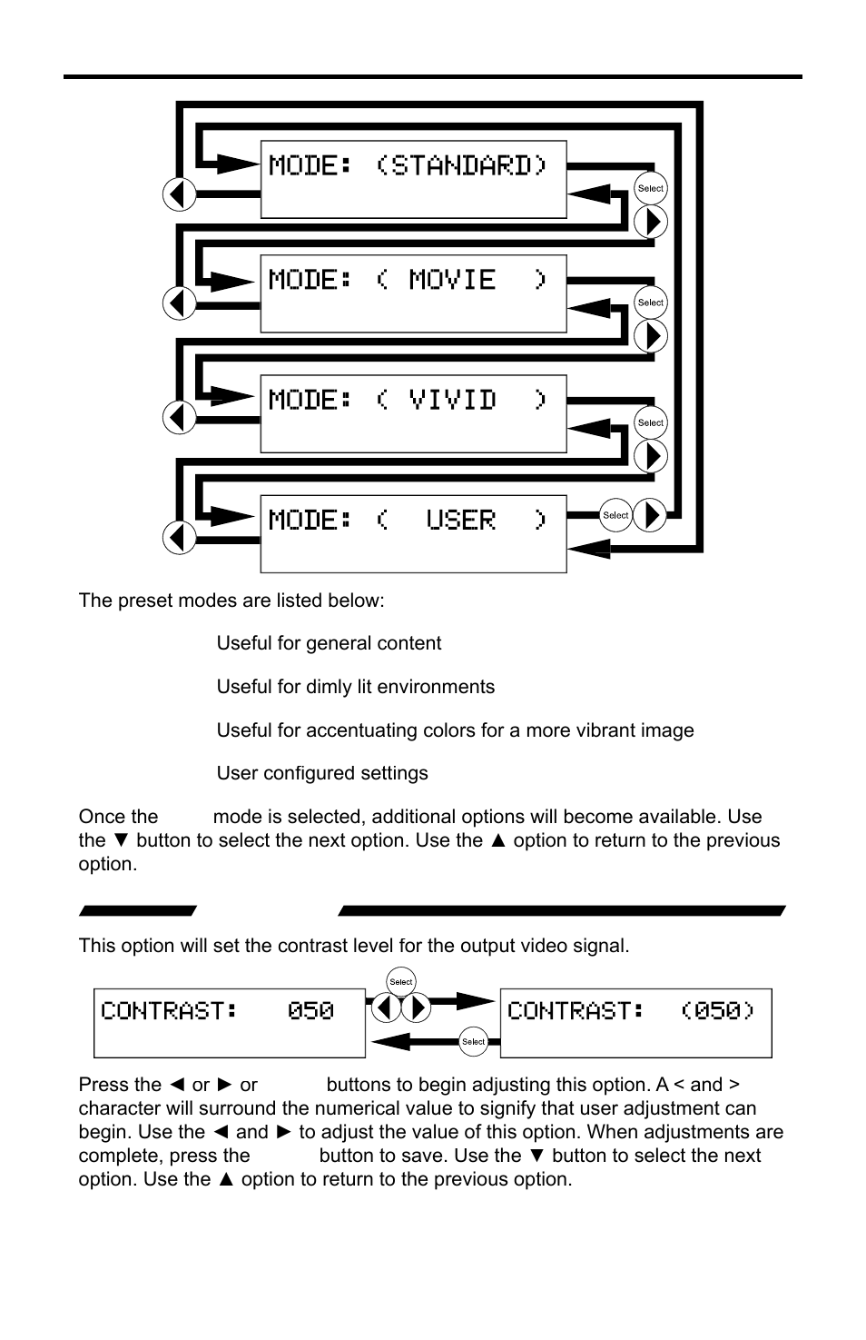 Contrast, A/v cinema scaler pro - configuration | Gefen PRO I User Manual | Page 30 / 60