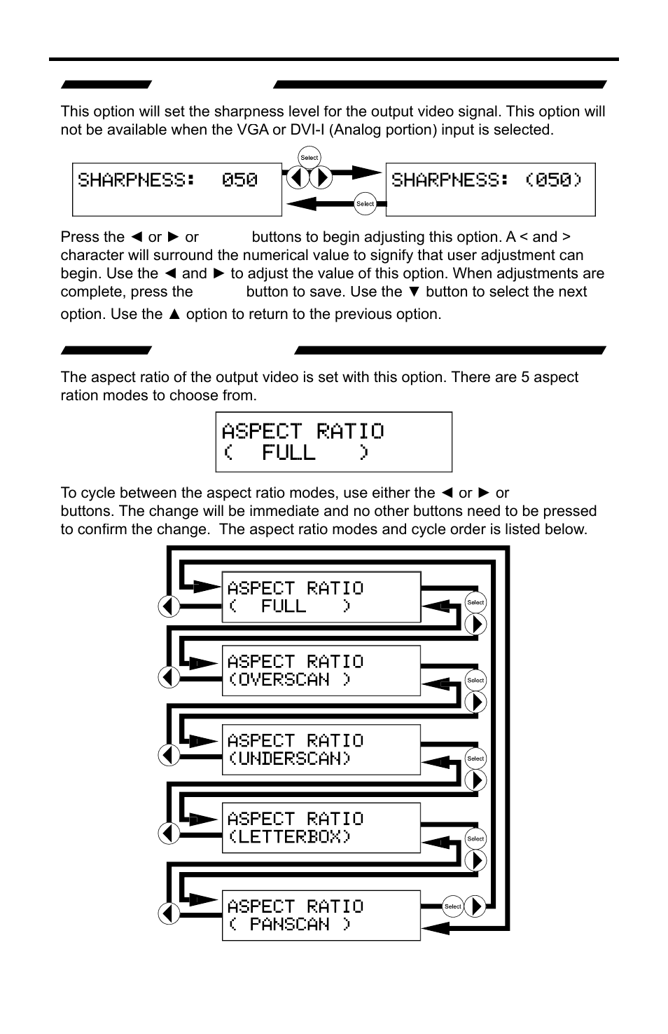 Sharpness, Aspect ratio | Gefen PRO I User Manual | Page 32 / 60