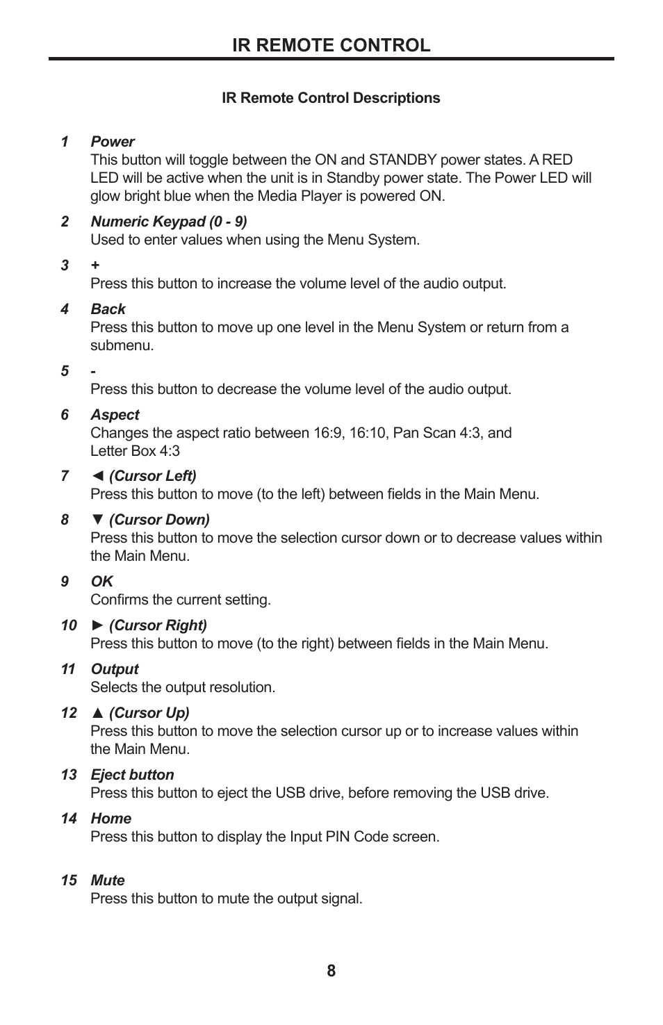 Ir remote control | Gefen EXT-HD-DSMP User Manual | Page 12 / 64