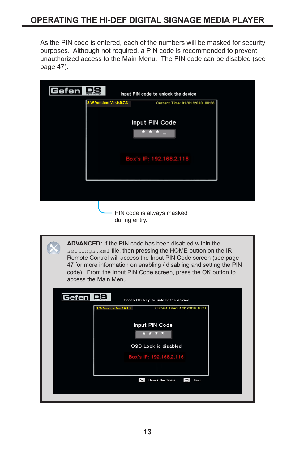 Operating the hi-def digital signage media player | Gefen EXT-HD-DSMP User Manual | Page 17 / 64