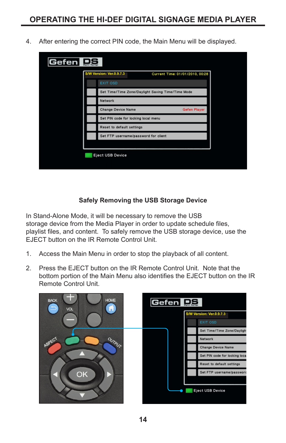 Operating the hi-def digital signage media player | Gefen EXT-HD-DSMP User Manual | Page 18 / 64