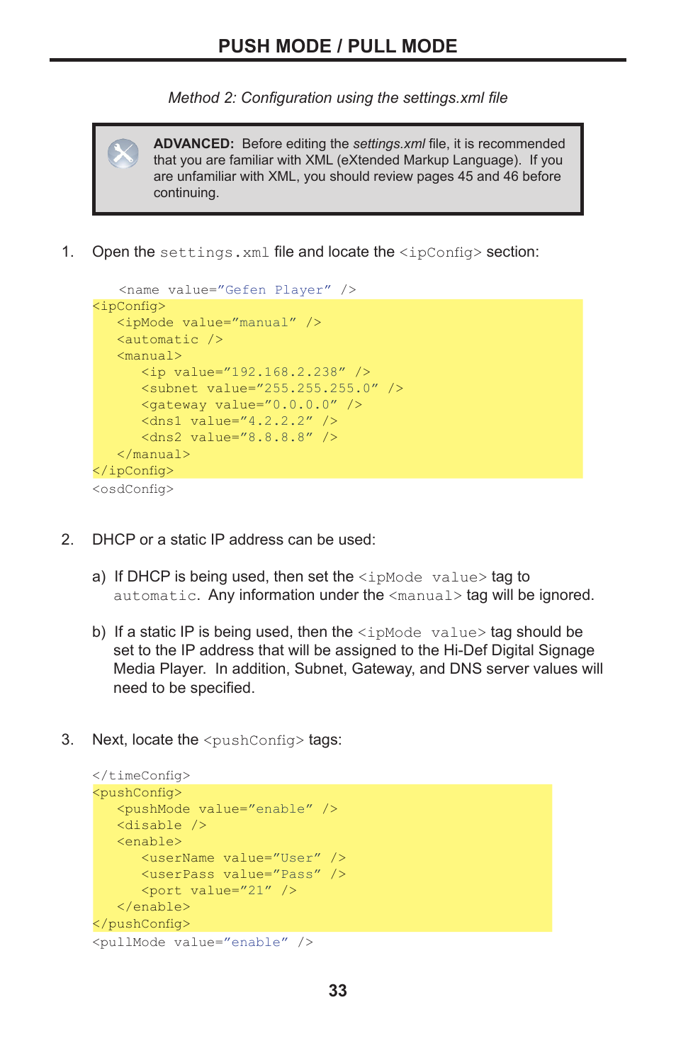 Push mode / pull mode | Gefen EXT-HD-DSMP User Manual | Page 37 / 64