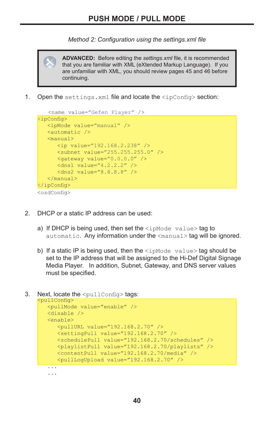 Push mode / pull mode | Gefen EXT-HD-DSMP User Manual | Page 44 / 64