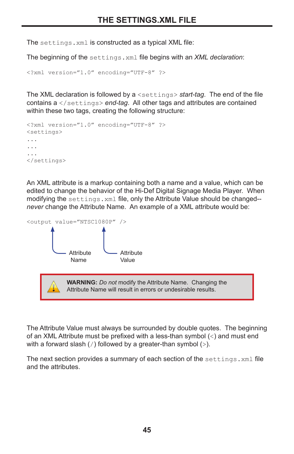 The settings.xml file | Gefen EXT-HD-DSMP User Manual | Page 49 / 64