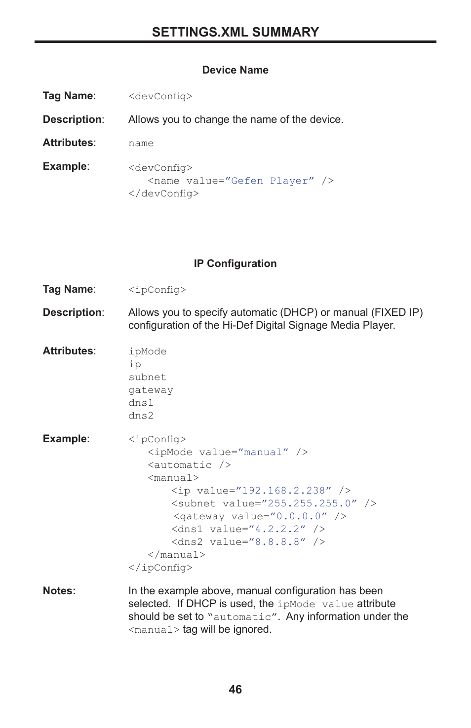 Settings.xml summary | Gefen EXT-HD-DSMP User Manual | Page 50 / 64