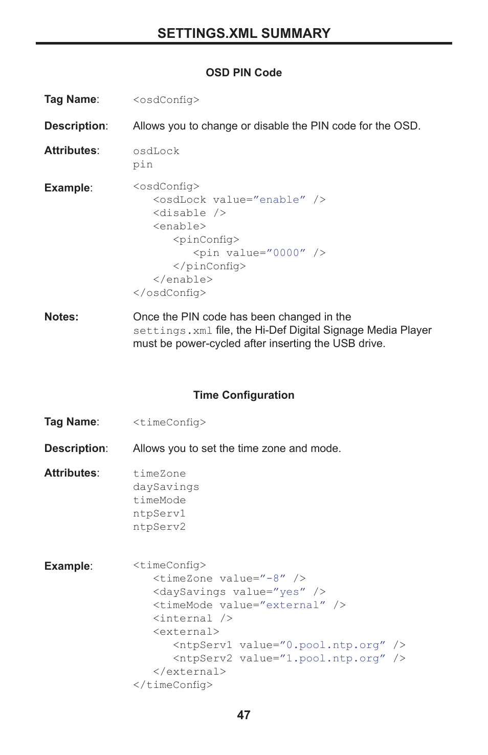 Settings.xml summary | Gefen EXT-HD-DSMP User Manual | Page 51 / 64