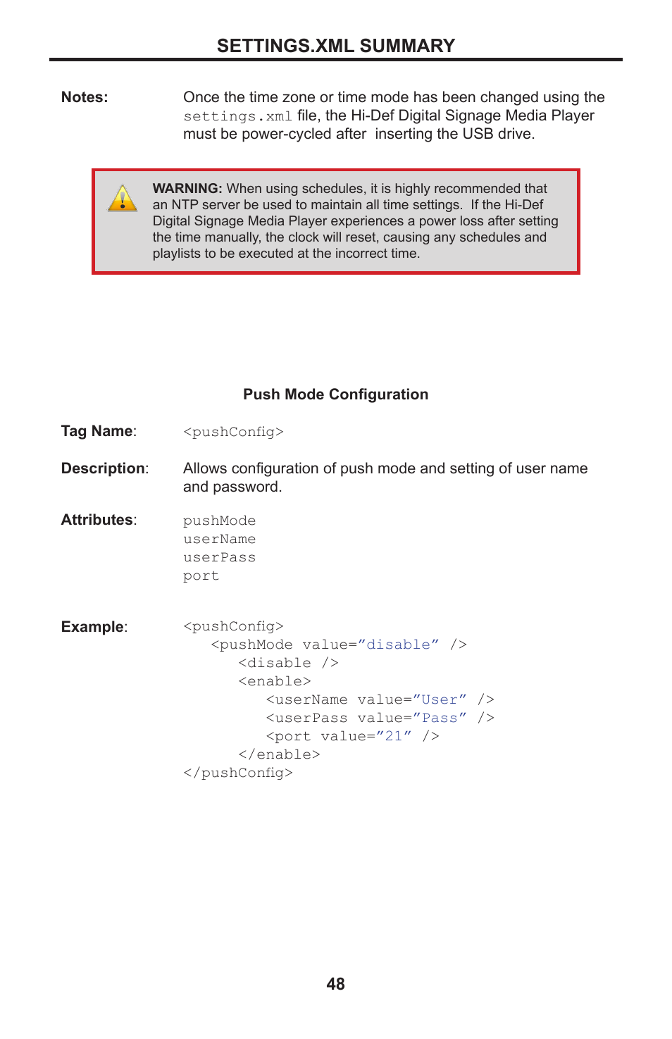 Settings.xml summary | Gefen EXT-HD-DSMP User Manual | Page 52 / 64