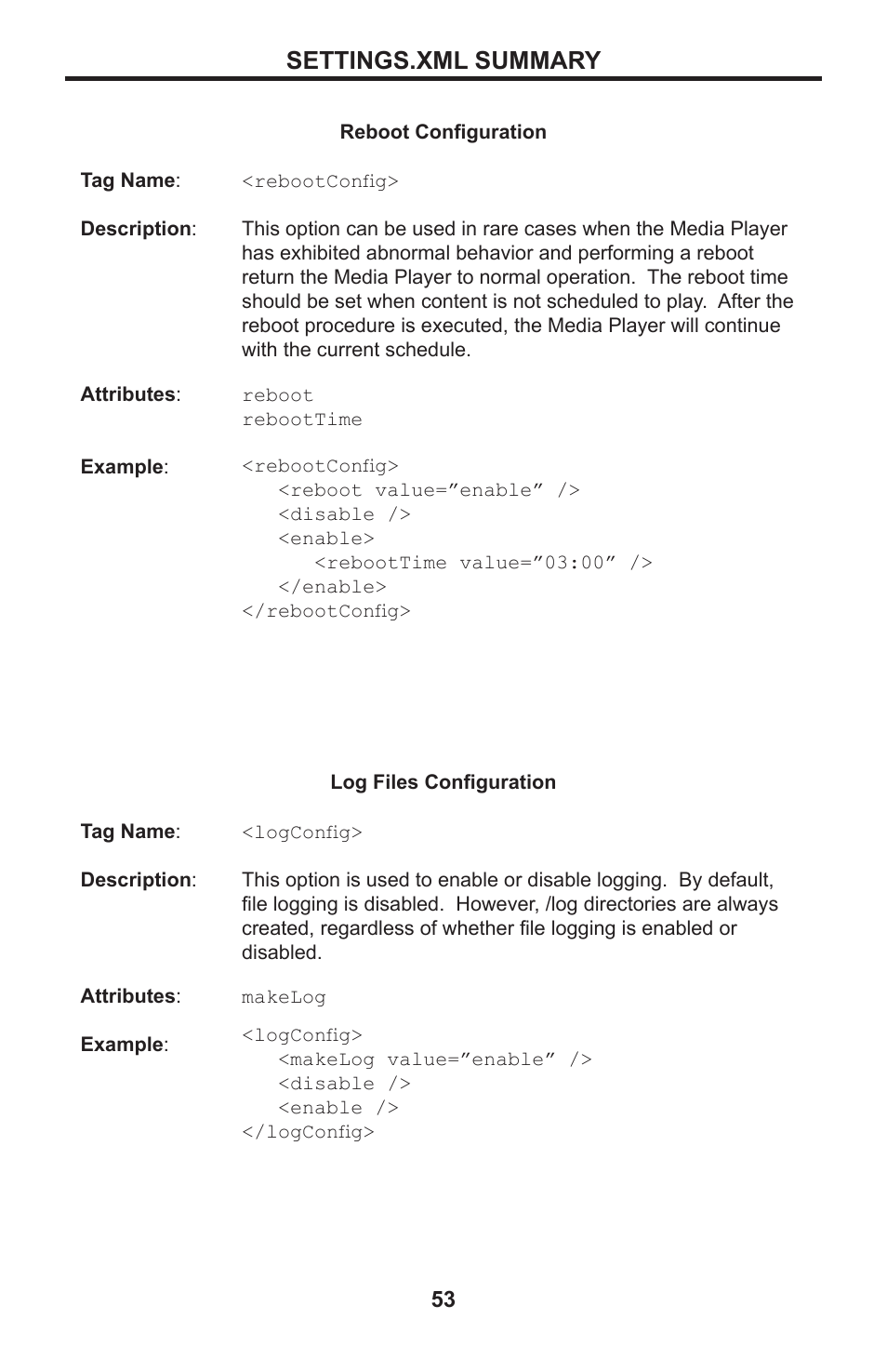 Settings.xml summary | Gefen EXT-HD-DSMP User Manual | Page 57 / 64
