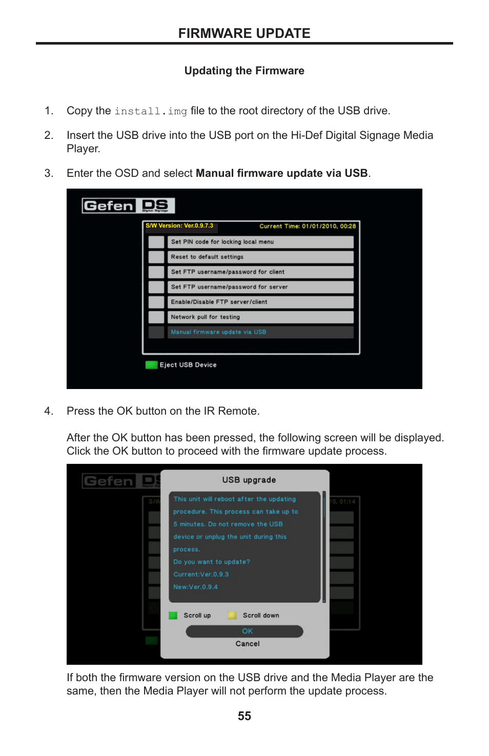 Firmware update | Gefen EXT-HD-DSMP User Manual | Page 59 / 64