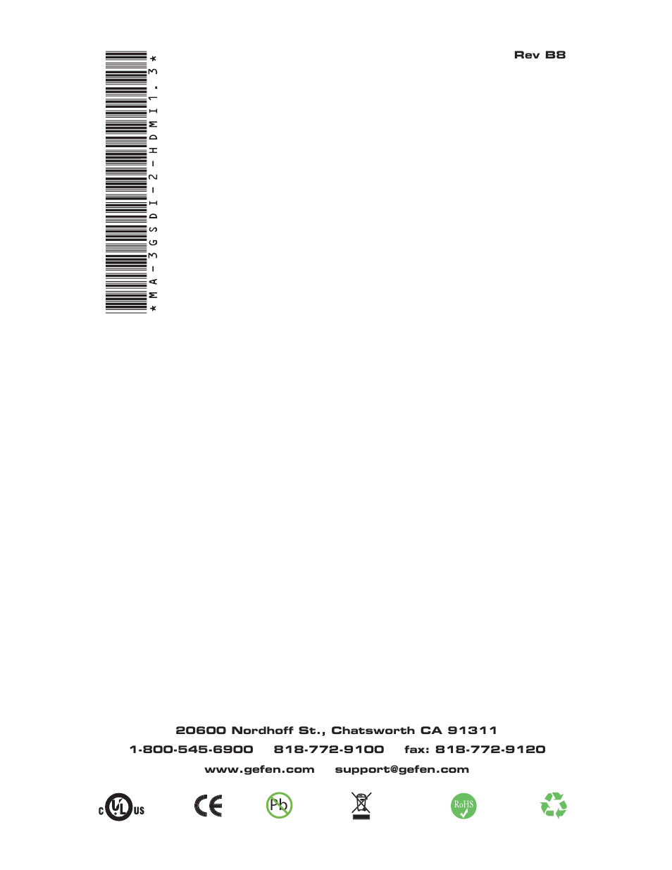 Gefen 3GSDI TO HDMI 1.3 EXT-3GSDI-2-HDMI1.3 User Manual | Page 22 / 22