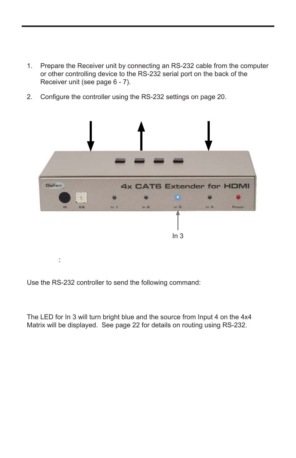 Rs-232 serial control interface | Gefen EXT-HDMI1.3-CAT6-4X User Manual | Page 25 / 40