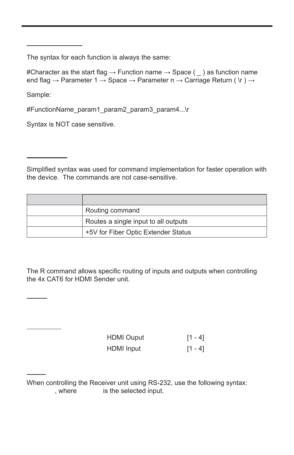 Rs-232 serial commands | Gefen EXT-HDMI1.3-CAT6-4X User Manual | Page 26 / 40