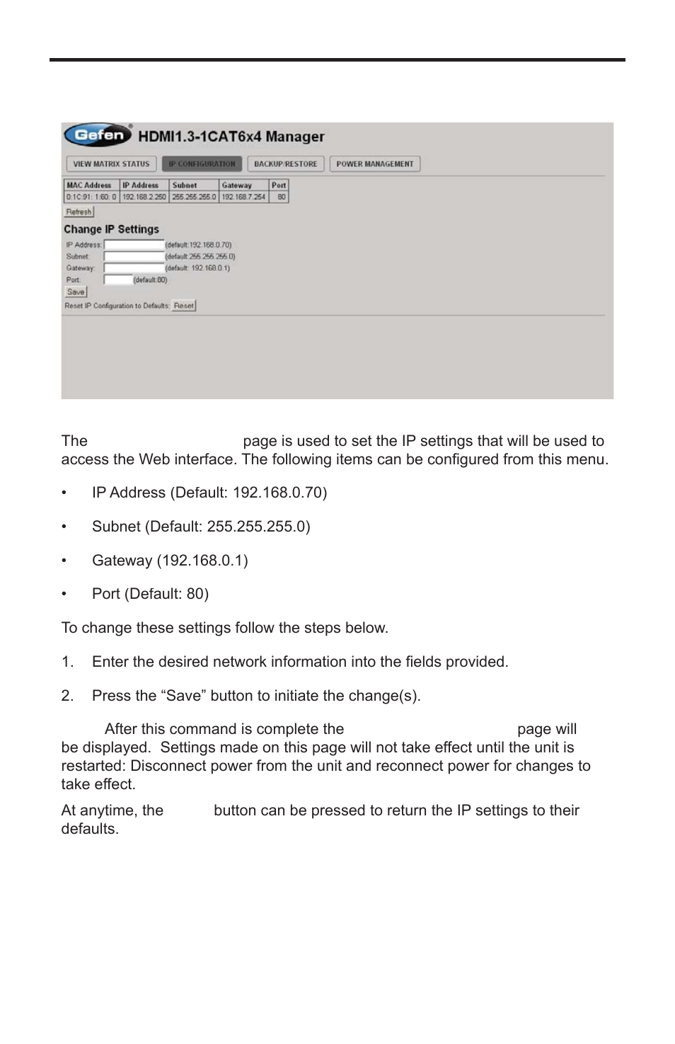 Ip control | Gefen EXT-HDMI1.3-CAT6-4X User Manual | Page 30 / 40