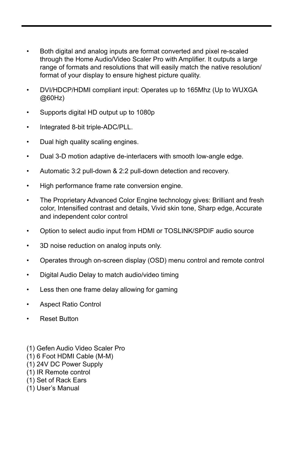 Features | Gefen EXT-AVSCALER-PRO User Manual | Page 6 / 26